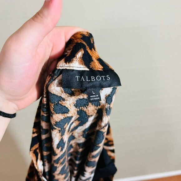 Talbots Button Front Midi Skirt Animal Print Leopard Print SZ L - Picture 7 of 8